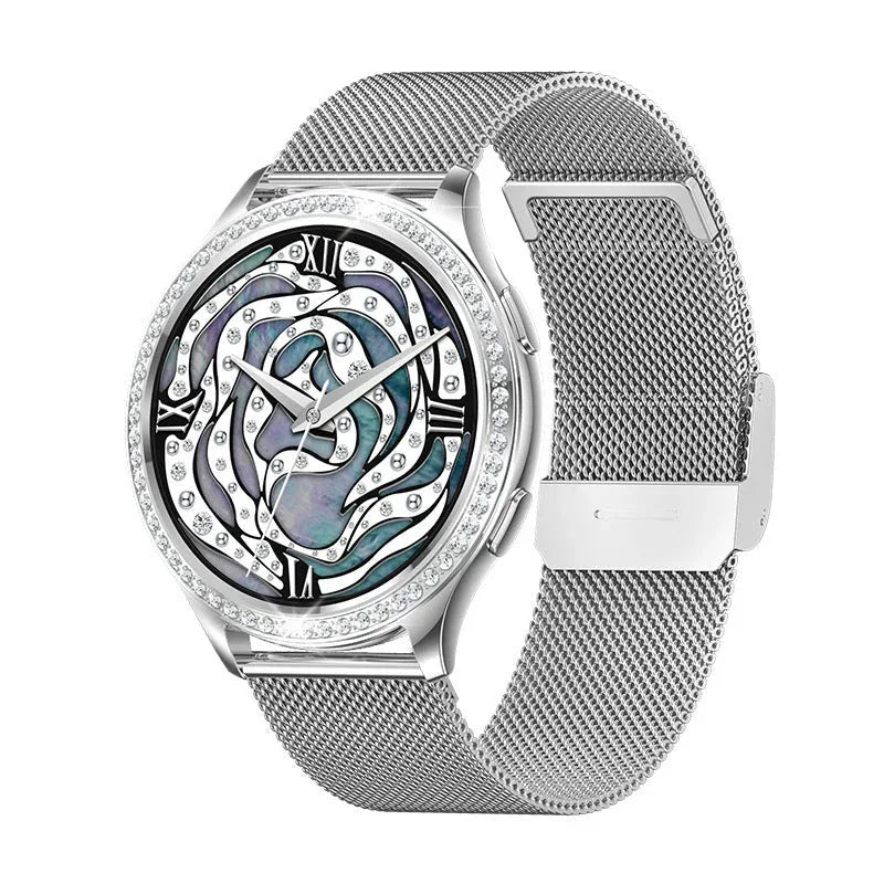 Montre connectée AK53 avec appels Bluetooth, moniteur de fréquence cardiaque, tension artérielle, oxygène sanguin et météo