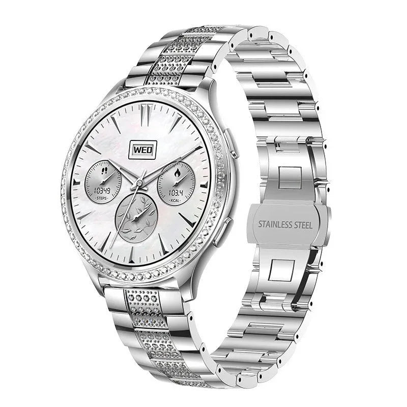 Montre connectée AK53 avec appels Bluetooth, moniteur de fréquence cardiaque, tension artérielle, oxygène sanguin et météo