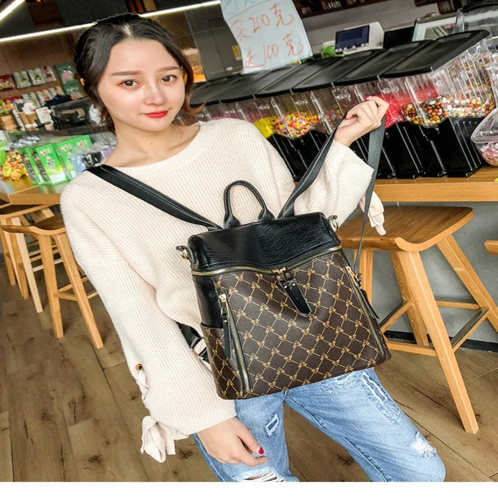 Sac à dos antivol en cuir PU avec bandoulière