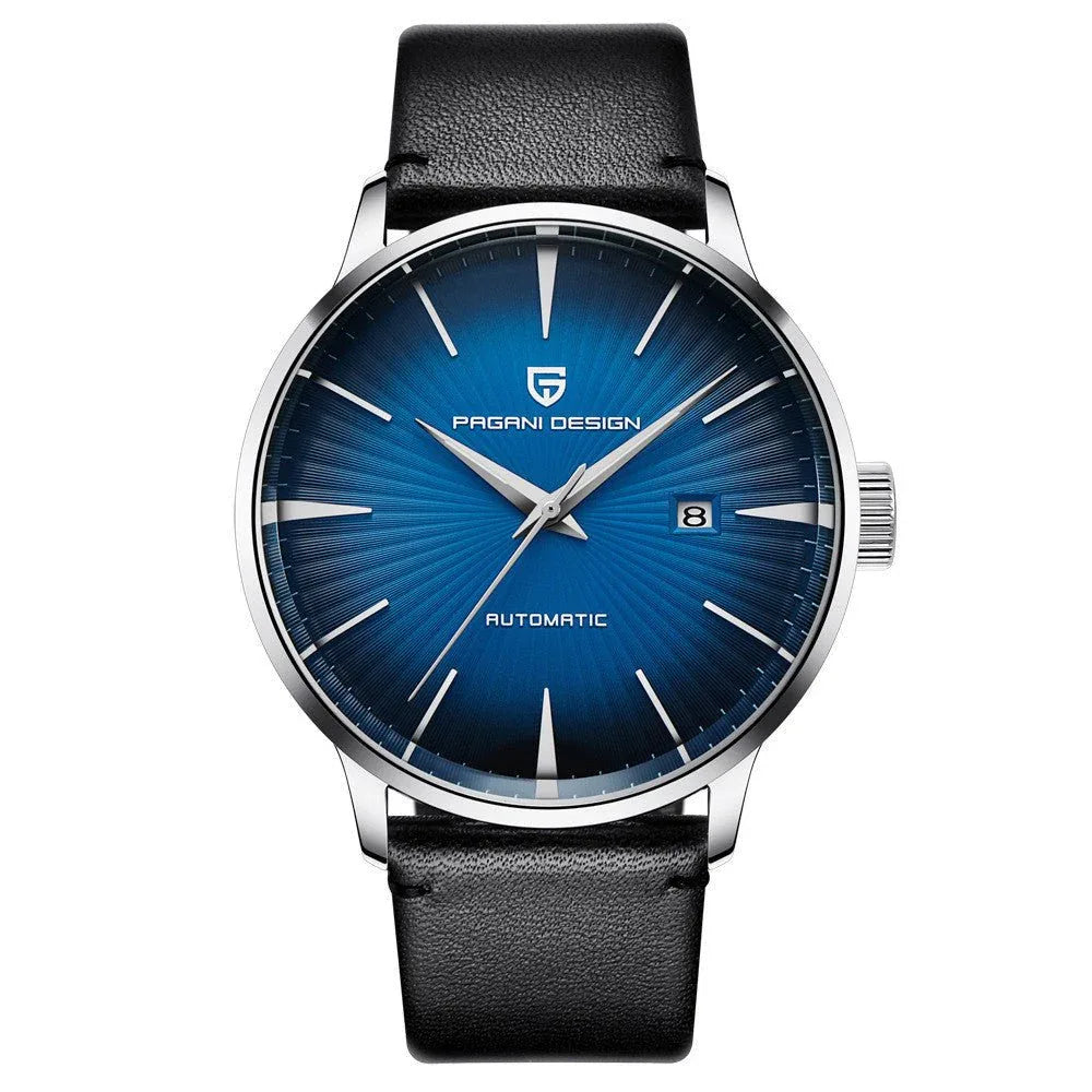 Montre mécanique automatique étanche pour homme avec bracelet en cuir