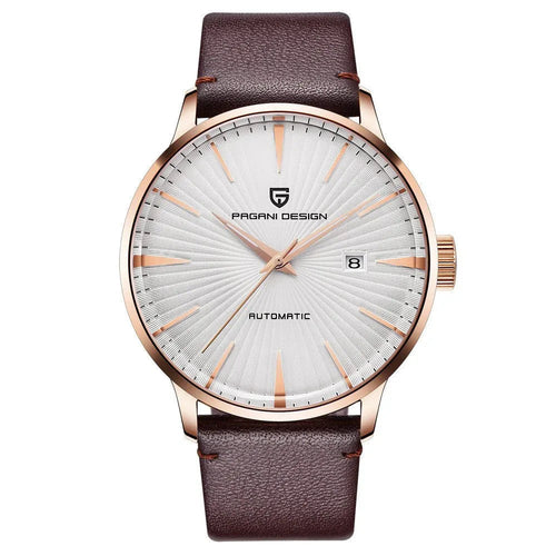 Automatic Mechanical Waterproof Men's Watch With Leather Strap