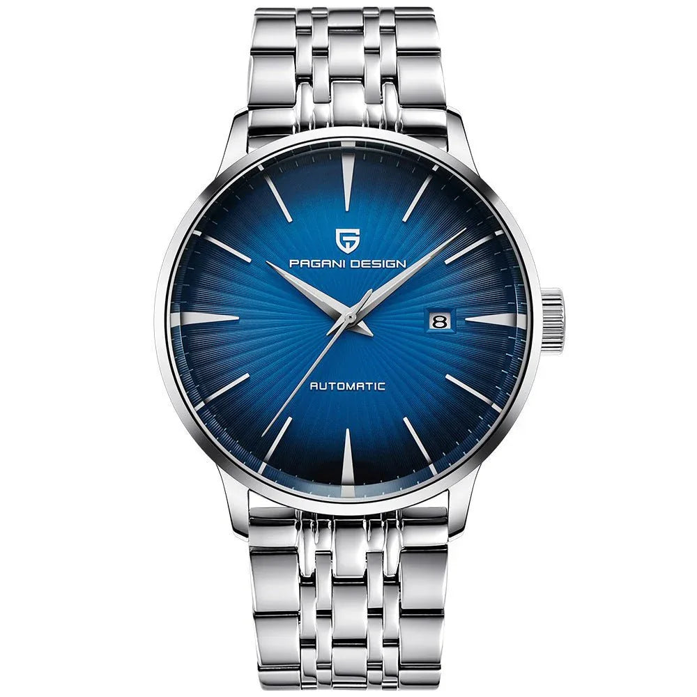 Montre mécanique automatique étanche pour homme avec bracelet en cuir