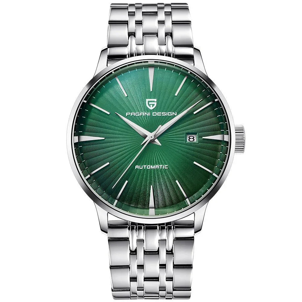 Montre mécanique automatique étanche pour homme avec bracelet en cuir