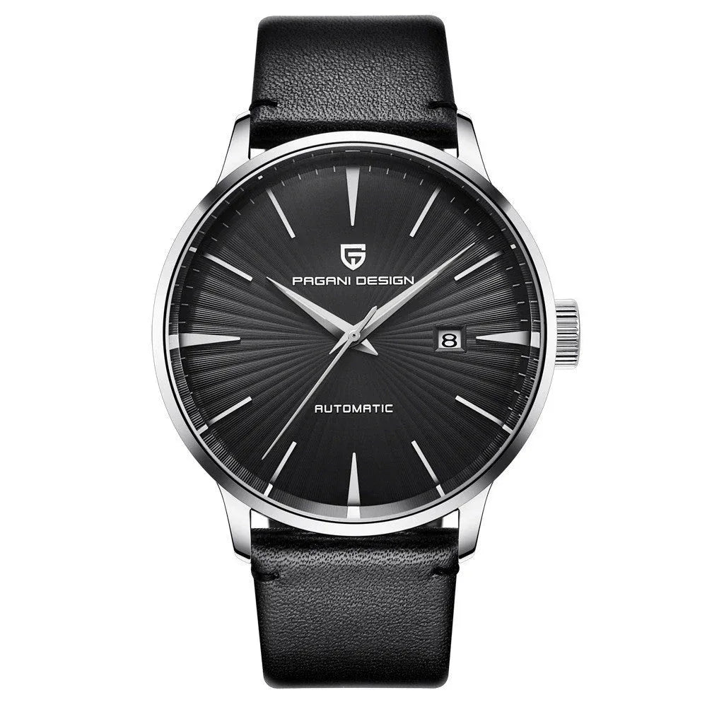Montre mécanique automatique étanche pour homme avec bracelet en cuir