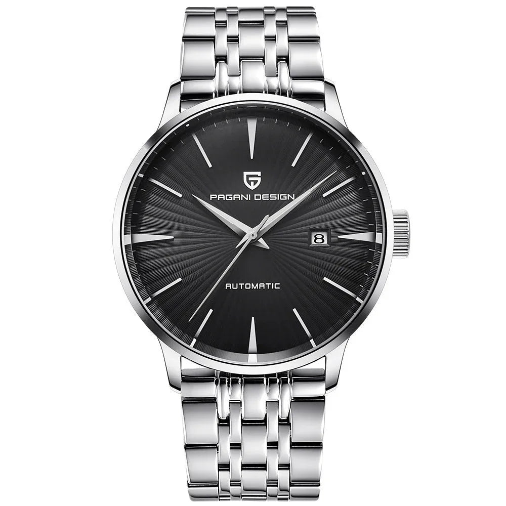 Montre mécanique automatique étanche pour homme avec bracelet en cuir