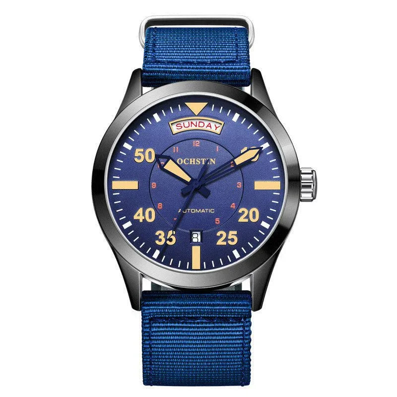 Montre automatique mécanique étanche avec bracelet en nylon