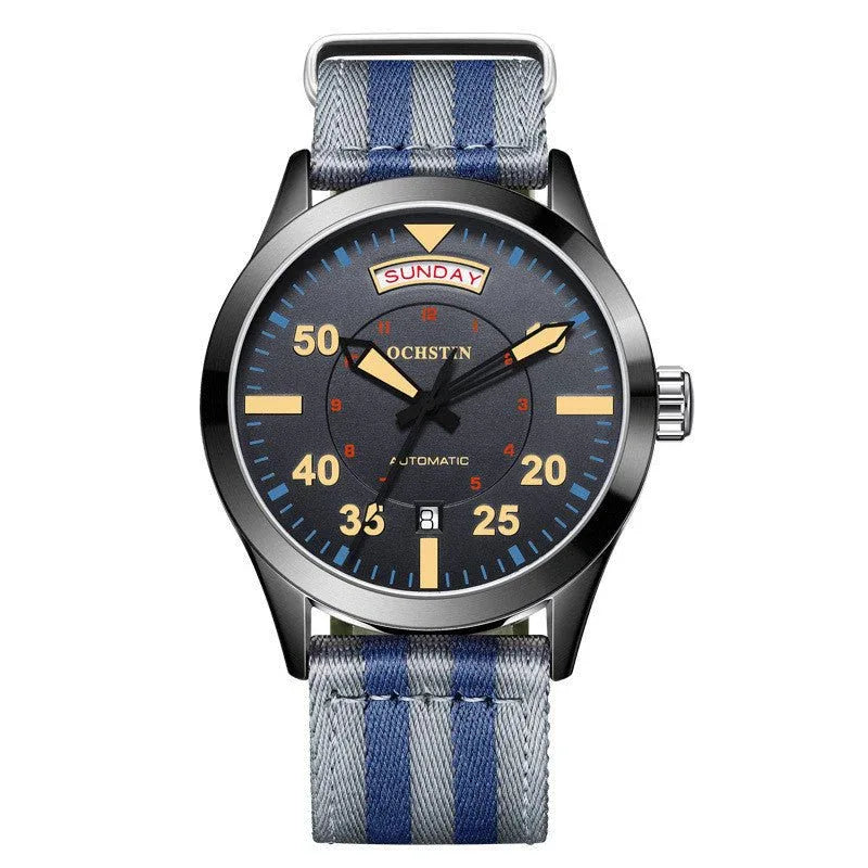 Montre automatique mécanique étanche avec bracelet en nylon