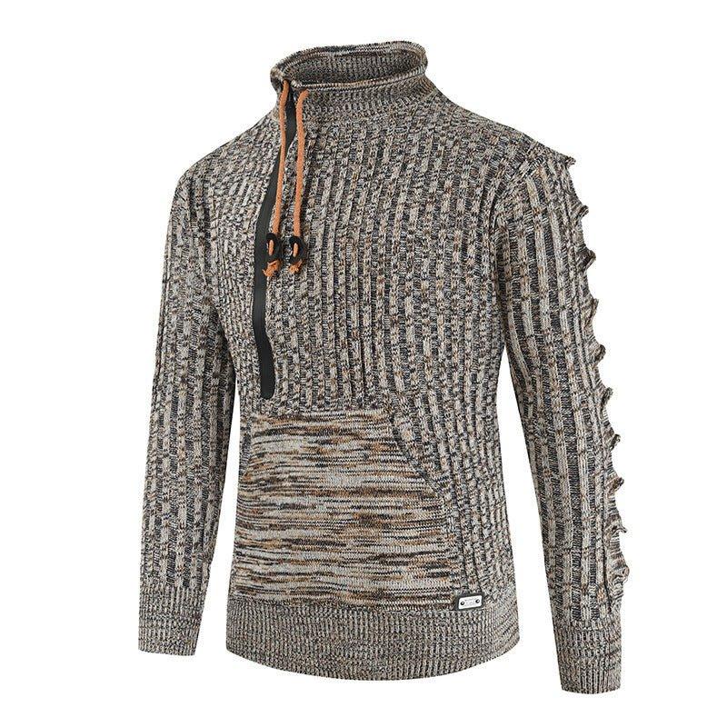 Pull tricoté ample col montant pour homme automne et hiver