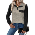 Damen-Cardigan mit farbigen Knopfdetails, Stehkragen und Nähten