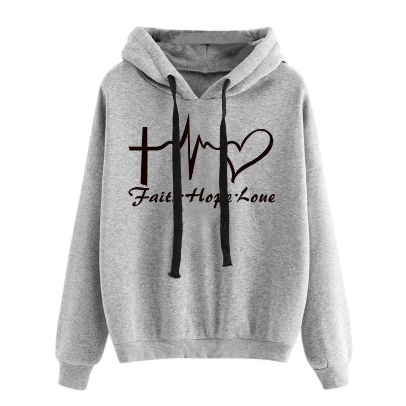 Kapuzenpullover mit Herz-Print für Damen