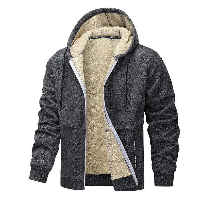 Winter Fleece Sweatshirt Lässiger dicker warmer Sherpa-gefütterter Kapuzenpullover
