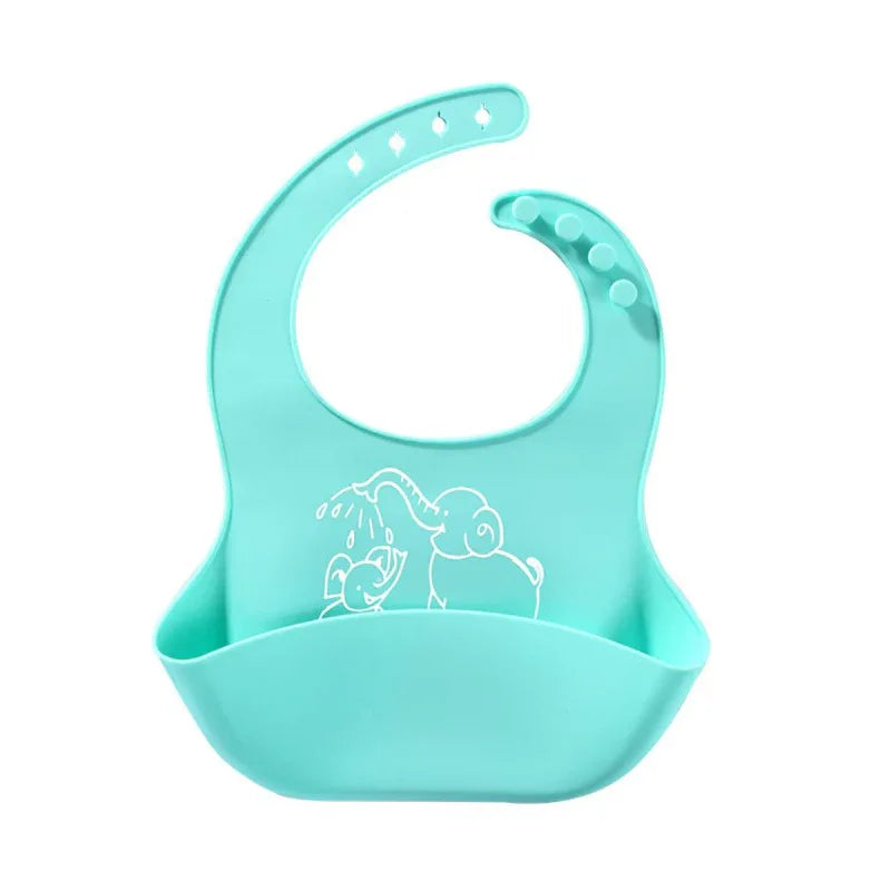 Bavoirs bébé en silicone avec imprimé éléphant