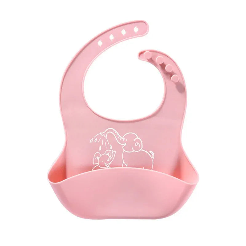 Bavoirs bébé en silicone avec imprimé éléphant