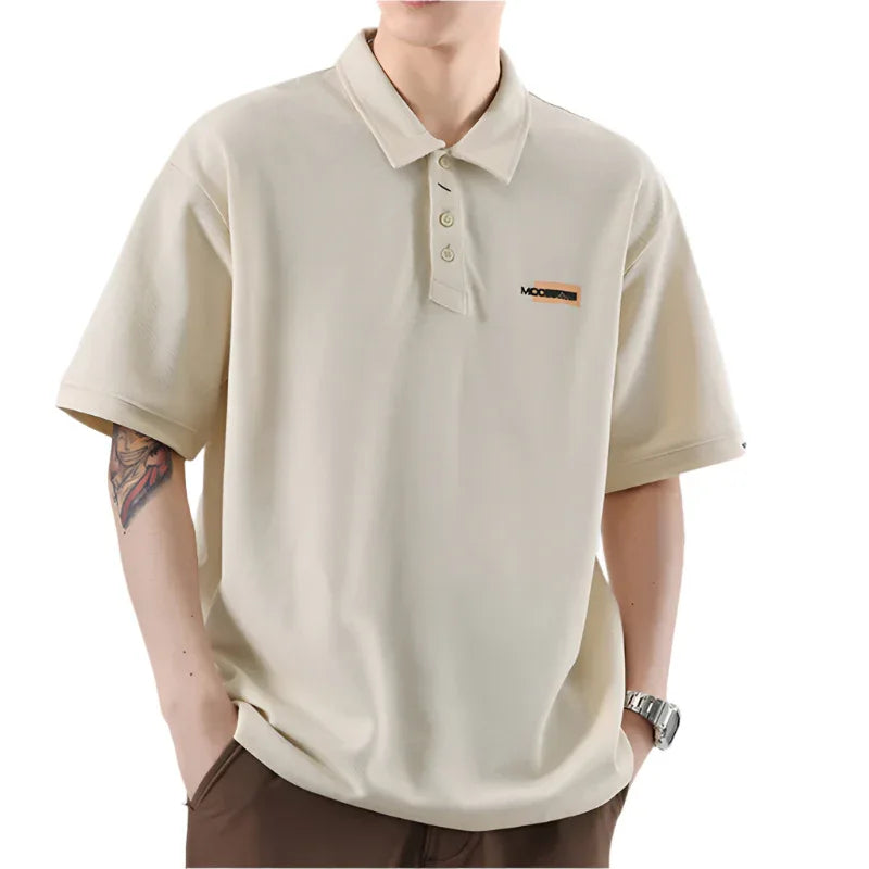 Polo brodé texturé rétro pour homme