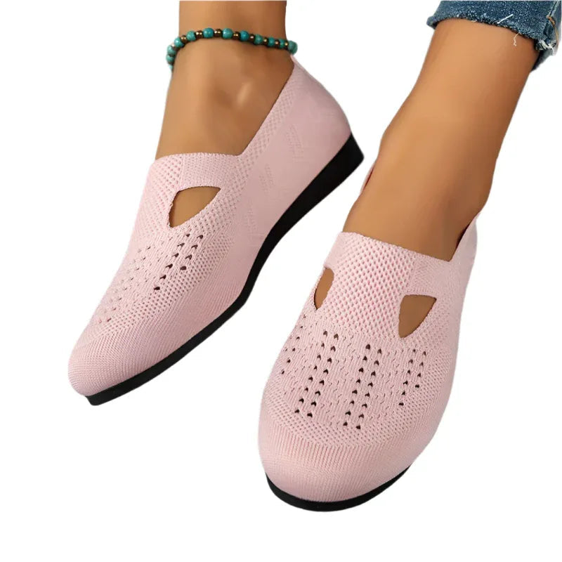 Damen Flache Atmungsaktive Mesh-Schuhe Sommer Leichte Loafer