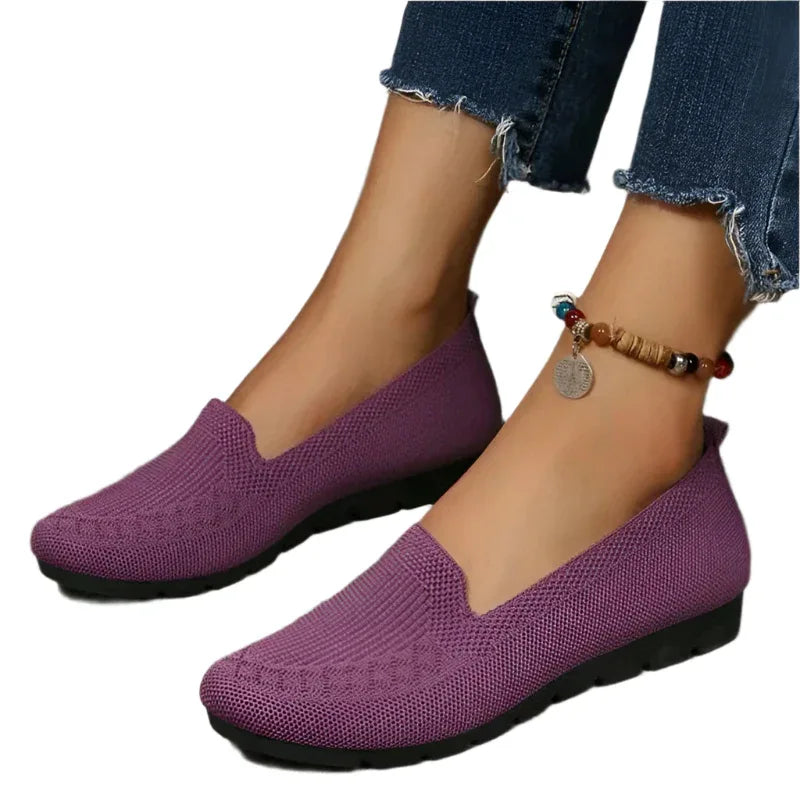 Freizeit-Mesh-Flats, Schuhe, Mode, einfarbig, runde Zehen, Loafer, gemütliche Lazy-Schuhe für Damen