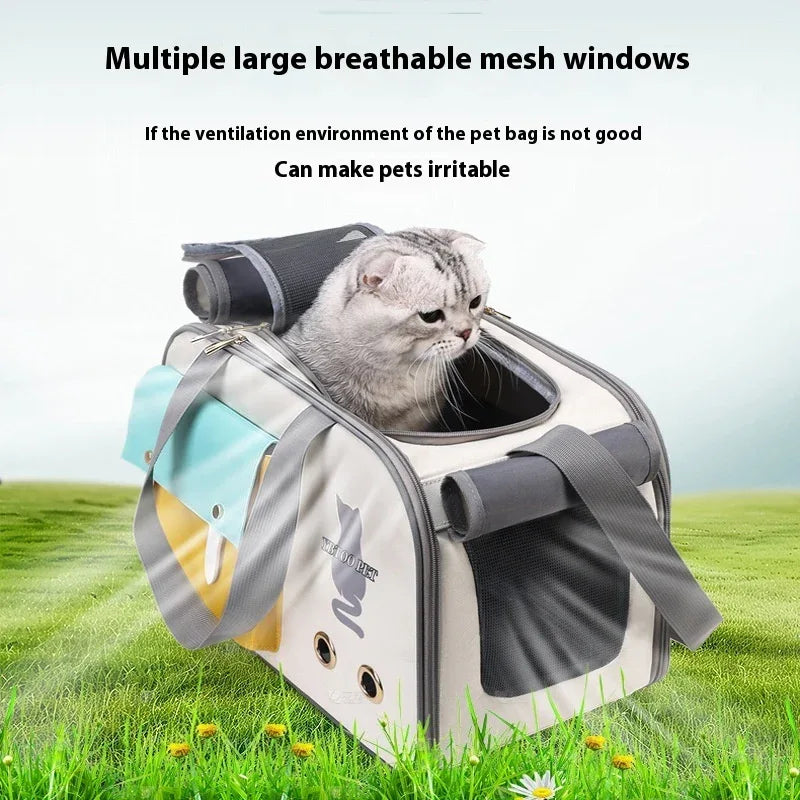 Sac à bandoulière portable d'extérieur pour animaux de compagnie Grande capacité Sac de transport pour chat respirant