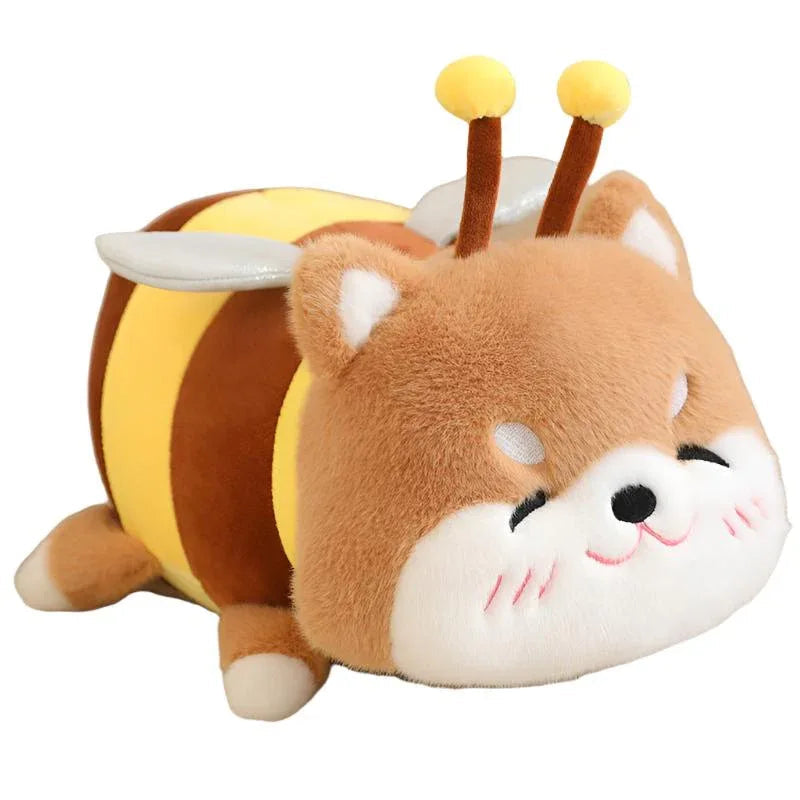 Bee-Capybara Et Bee-Shiba Inu Peluches Avec Pot De Miel En Peluche