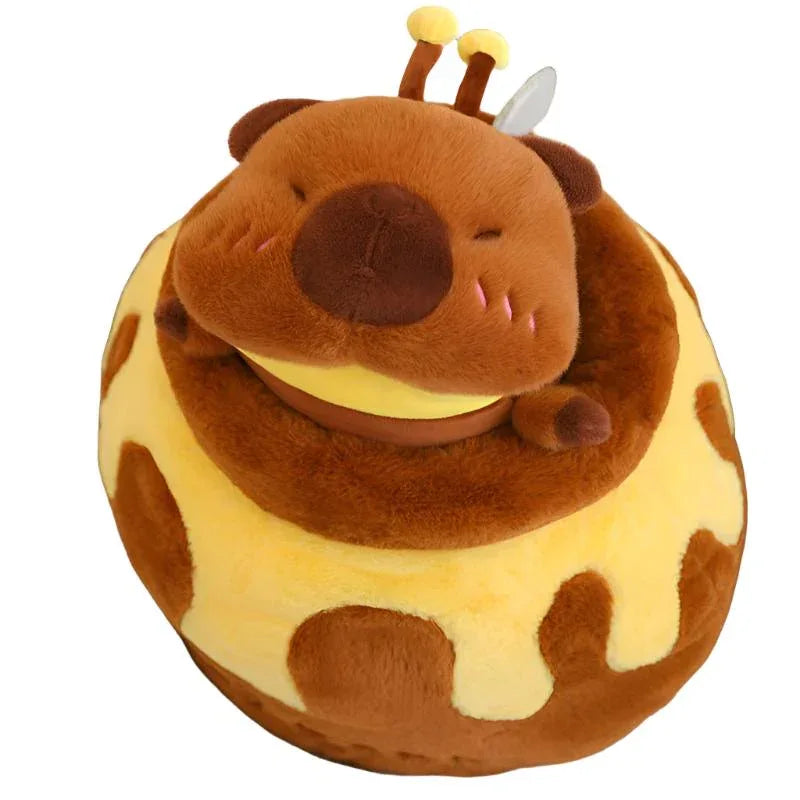Bee-Capybara Et Bee-Shiba Inu Peluches Avec Pot De Miel En Peluche