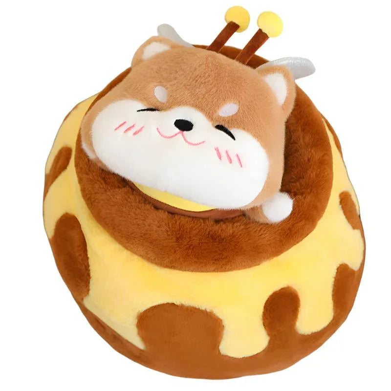 Bee-Capybara Et Bee-Shiba Inu Peluches Avec Pot De Miel En Peluche
