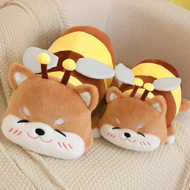 Bee-Capybara Et Bee-Shiba Inu Peluches Avec Pot De Miel En Peluche