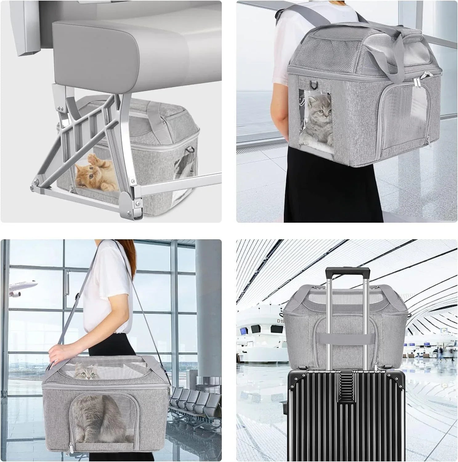 Sac à dos de transport respirant et transparent, sac à main, sac à bandoulière en un pour chats et chiens