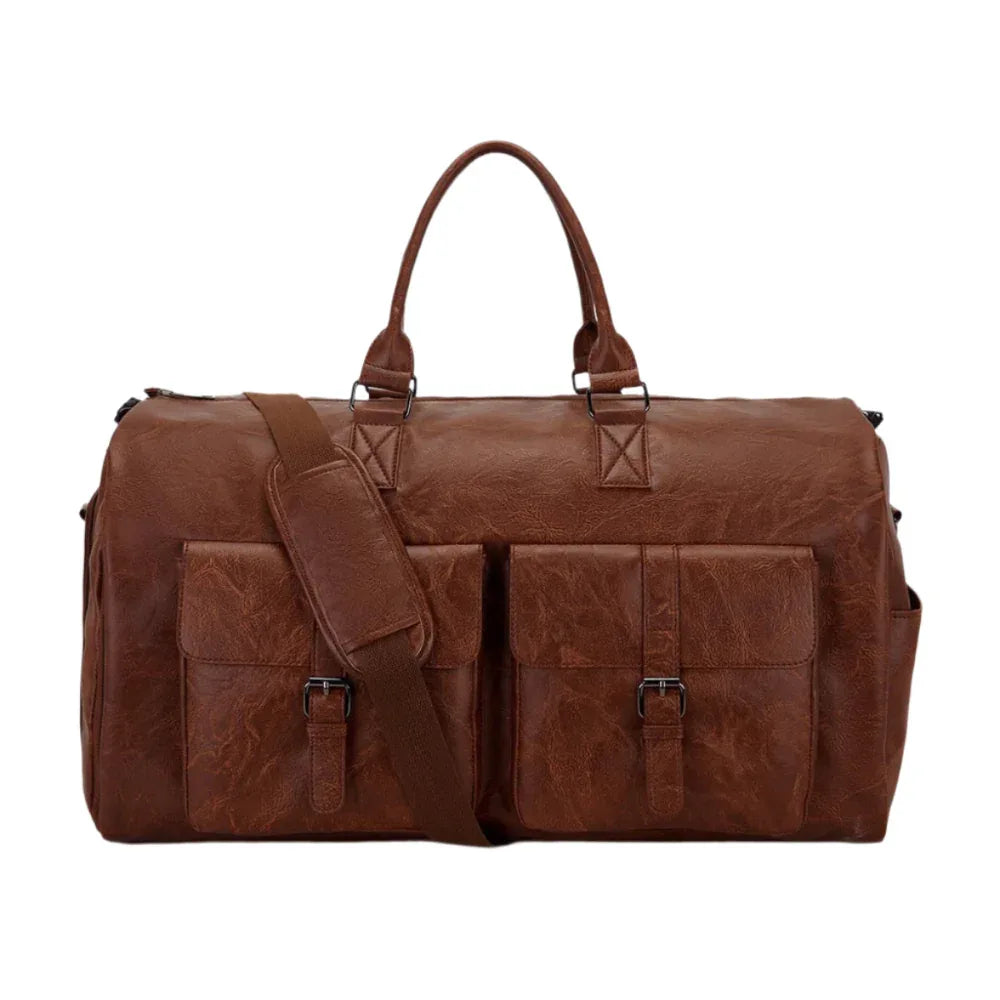 Braune PU-Leder Reisetasche Bequeme Reisetasche mit Schultergurt