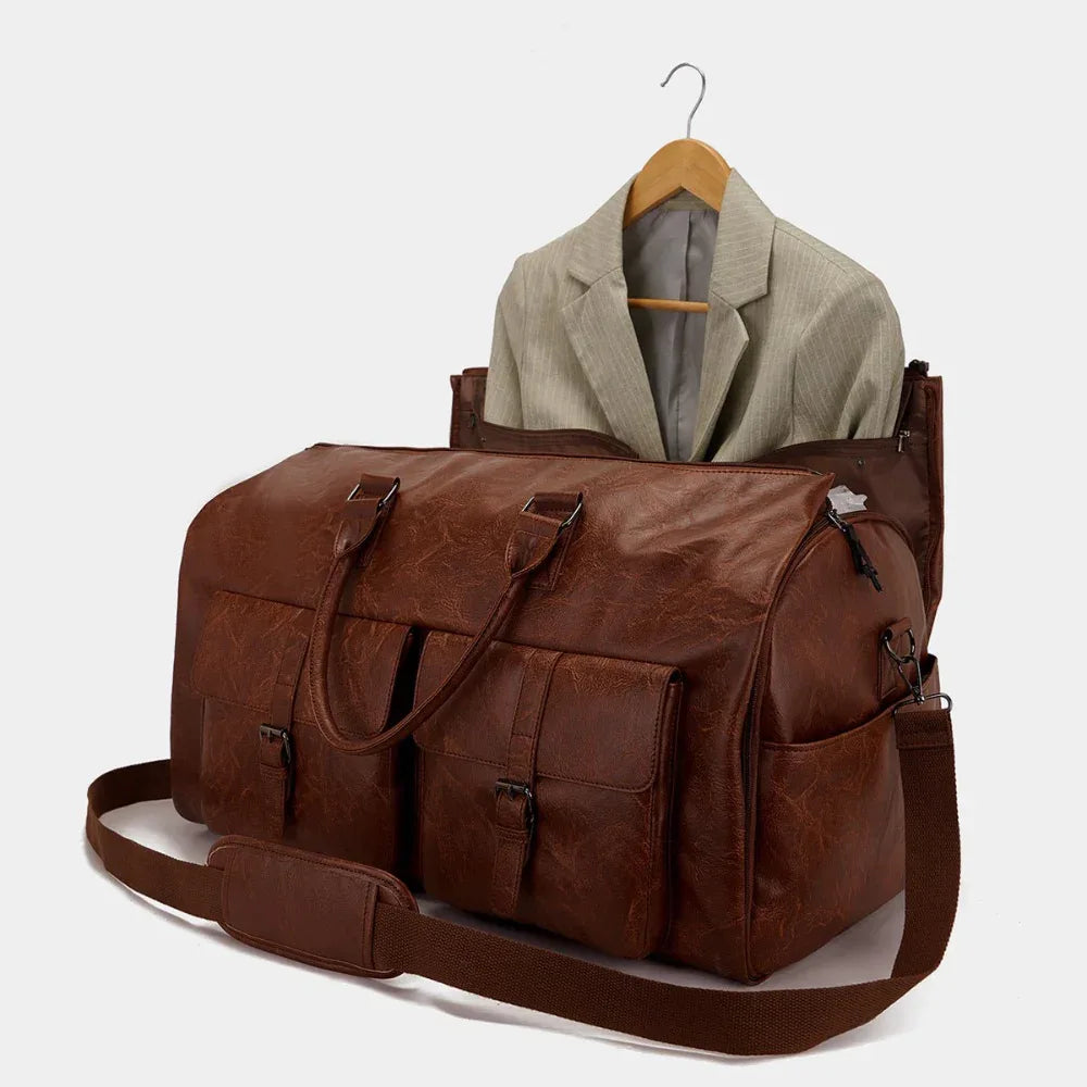 Braune PU-Leder Reisetasche Bequeme Reisetasche mit Schultergurt