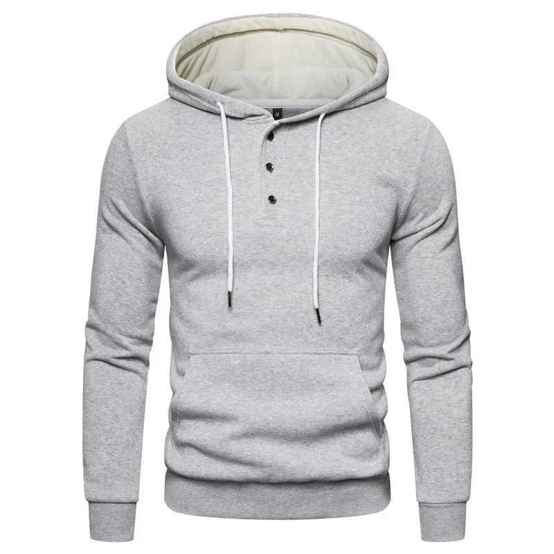 Kapuzenpullover aus Baumwoll-Fleece mit Knopfleiste