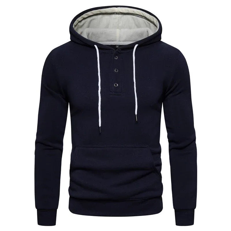 Kapuzenpullover aus Baumwoll-Fleece mit Knopfleiste