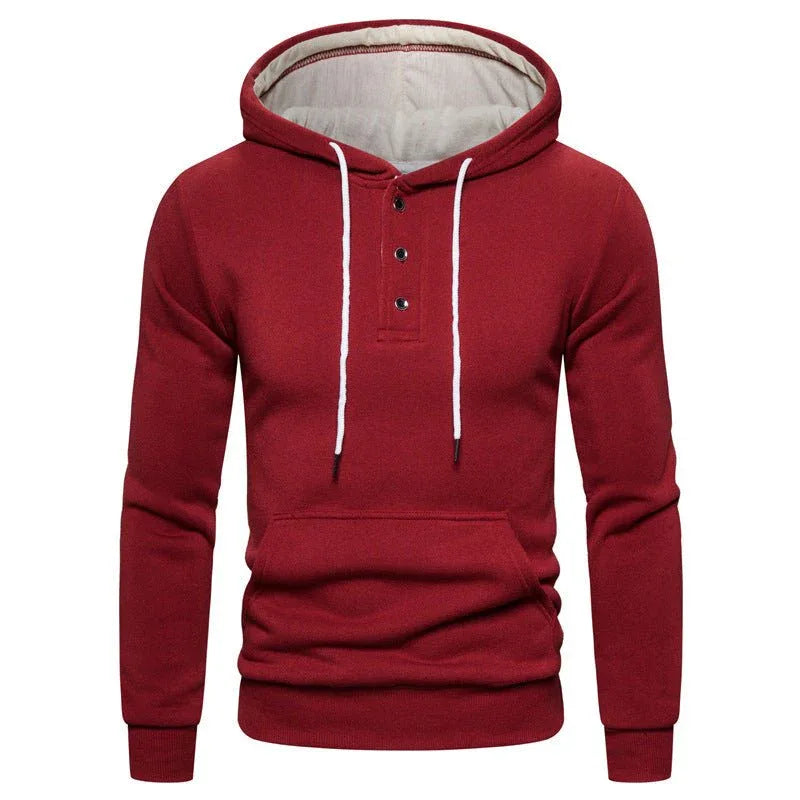 Kapuzenpullover aus Baumwoll-Fleece mit Knopfleiste