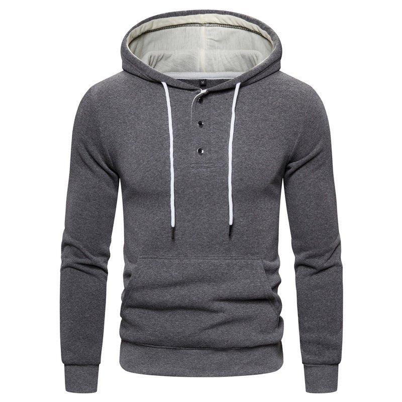 Kapuzenpullover aus Baumwoll-Fleece mit Knopfleiste