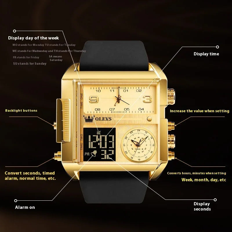 Montre électronique multifonctionnelle à mouvement à quartz pour le sport