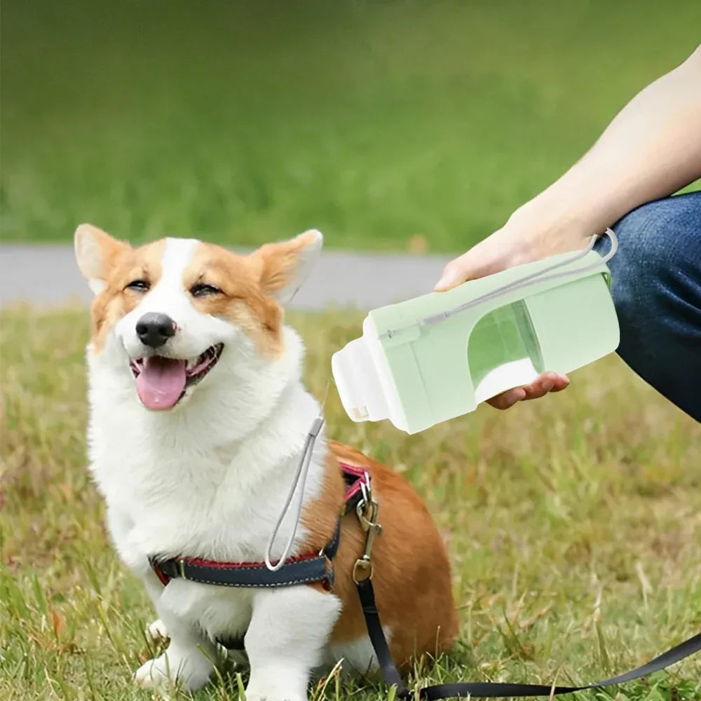 2-in-1 Katzen-Reise-Hundeflasche Ausflugs-Trinknapf Tragbarer Napf