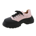 Plateau-Lederschuhe Damen Britischer Stil Sneaker