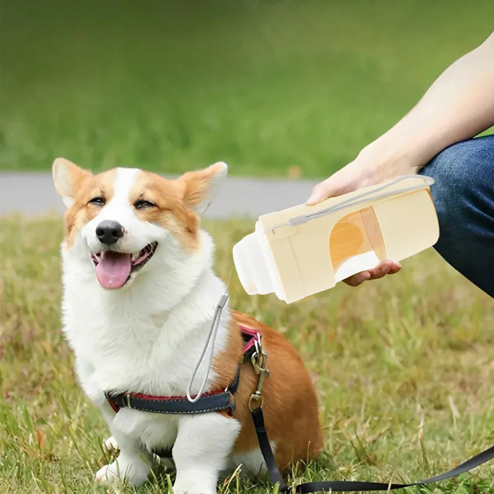 2-in-1 Katzen-Reise-Hundeflasche Ausflugs-Trinknapf Tragbarer Napf