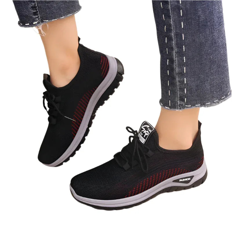 Chaussures pour femmes en maille respirante à bout rond, baskets d'extérieur