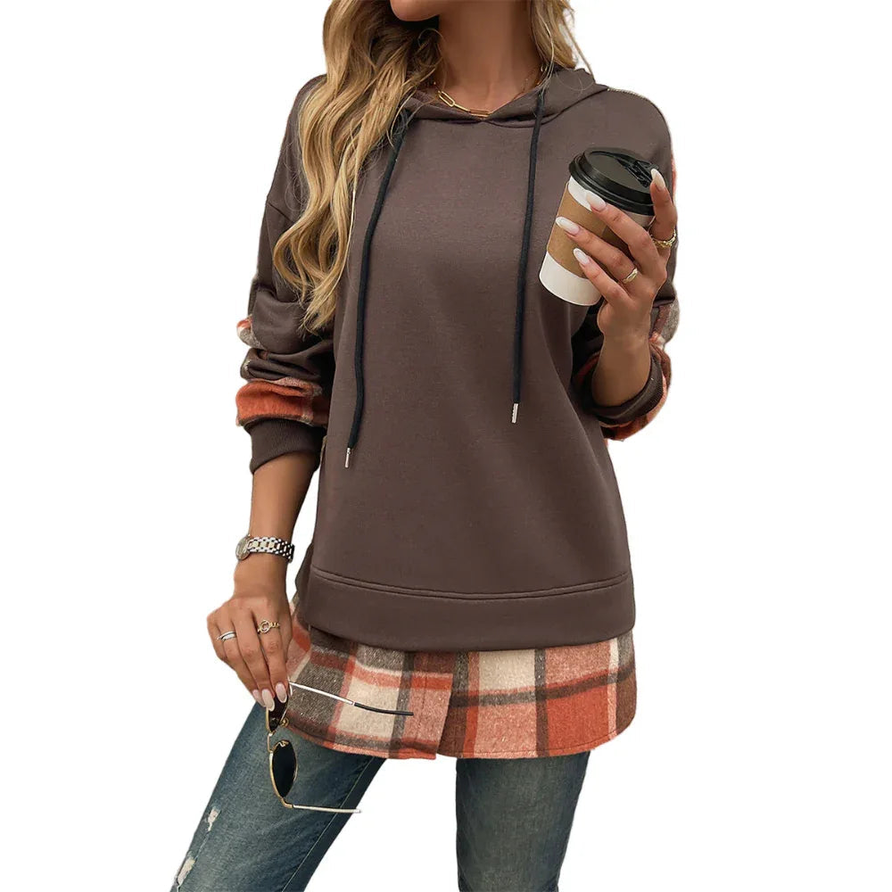 Damen Hoodie Zweiteiler im Patchwork-Design mit Kontrastfarben