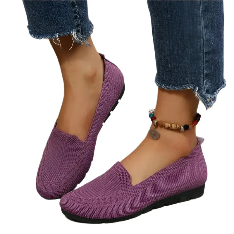 Freizeit-Mesh-Flats, Schuhe, Mode, einfarbig, runde Zehen, Loafer, gemütliche Lazy-Schuhe für Damen