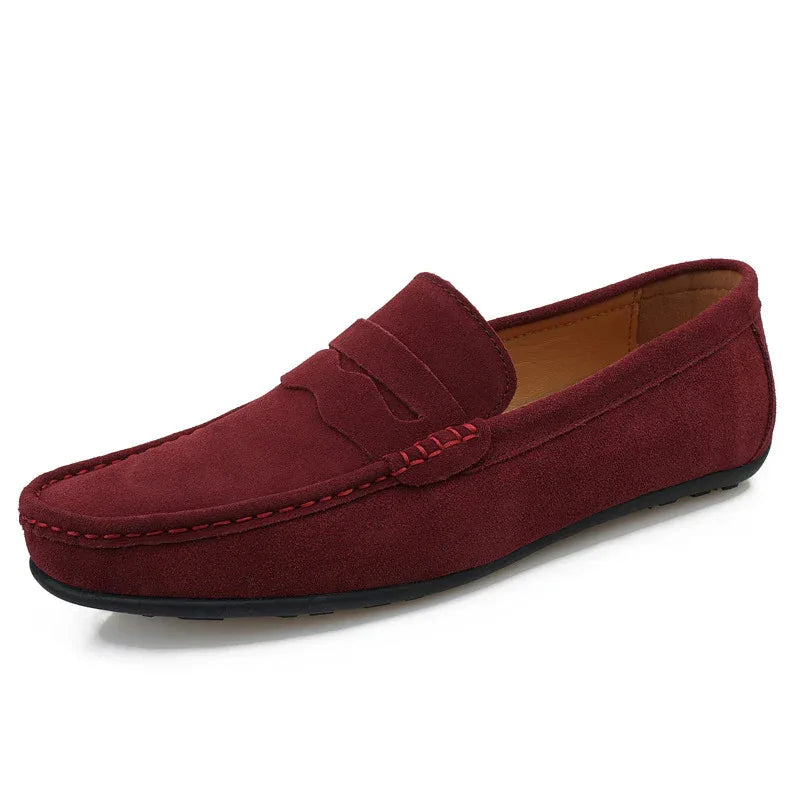 Herren Mokassins aus Veloursleder in Unifarben, Britischer Stil, Flache Freizeitschuhe