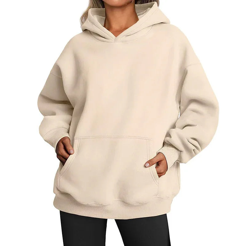 Sweat-shirts à capuche solides pour femmes avec poches, pull à capuche oversize, vêtements pour femmes