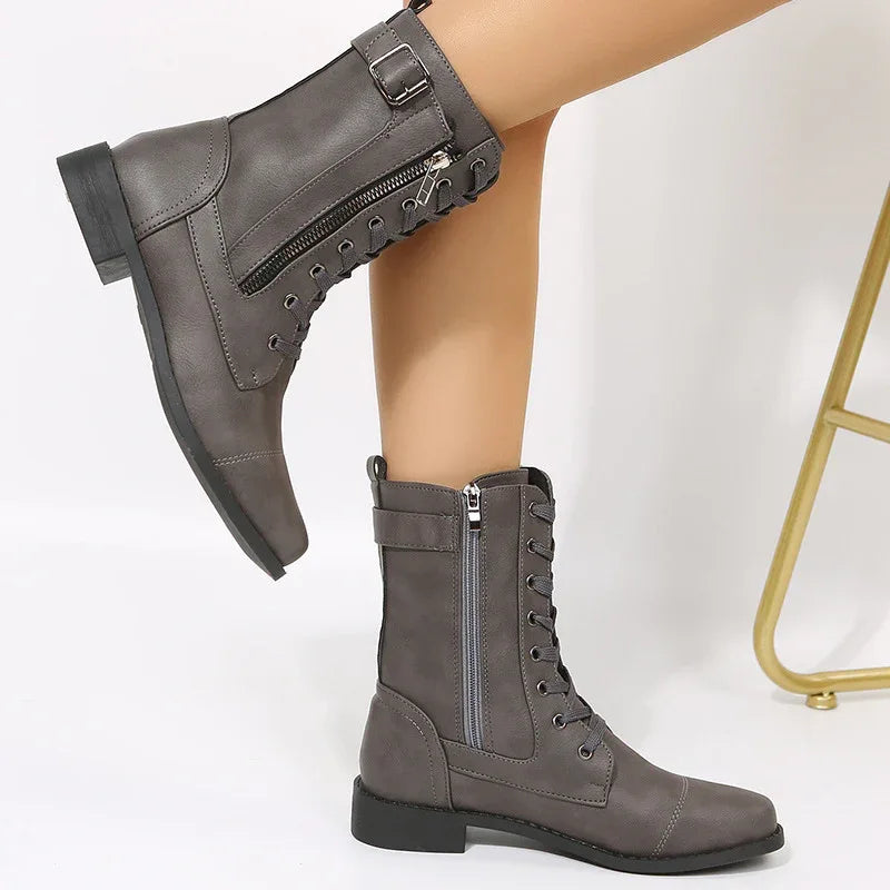 Western Cowboystiefel zum Schnüren mit seitlichem Reißverschluss für Damen