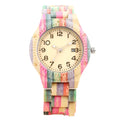 Bunte Unisex-Armbanduhr aus Bambusholz