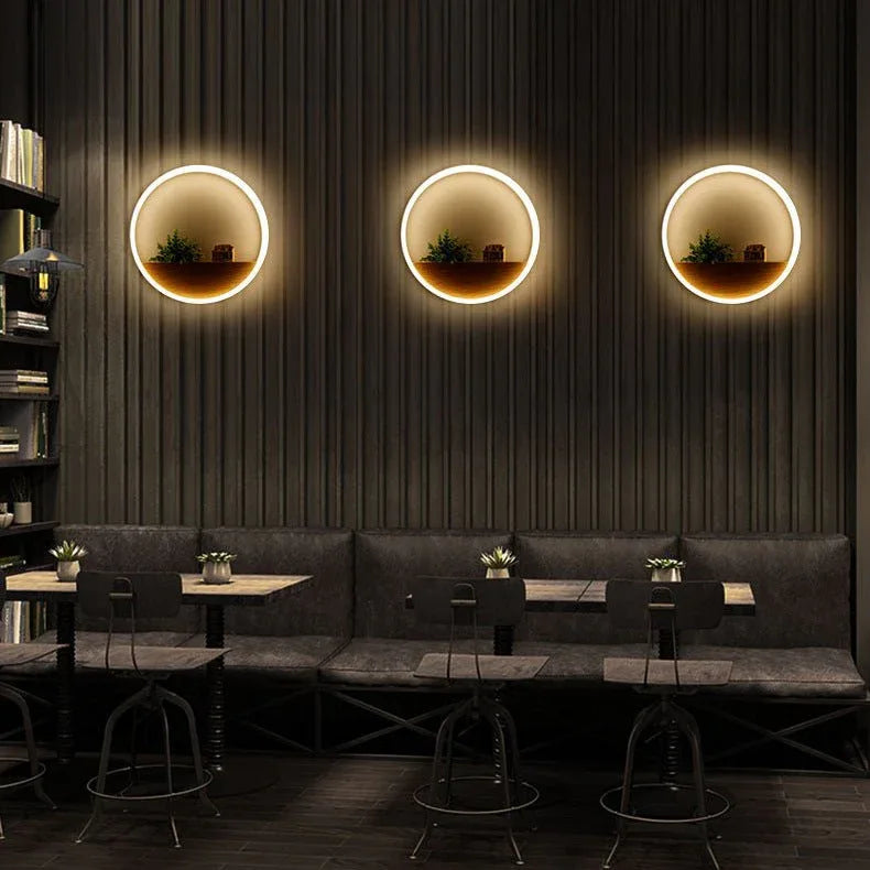 Lampe de chevet murale ronde LED créative