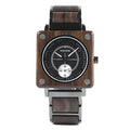 Montre à quartz carrée en bois créative
