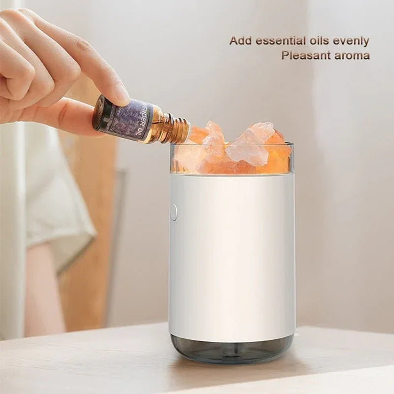 Lampe LED Humidificateur Diffuseur d'Huiles Essentielles Lampe de Sel de Cristal Chambre Maison