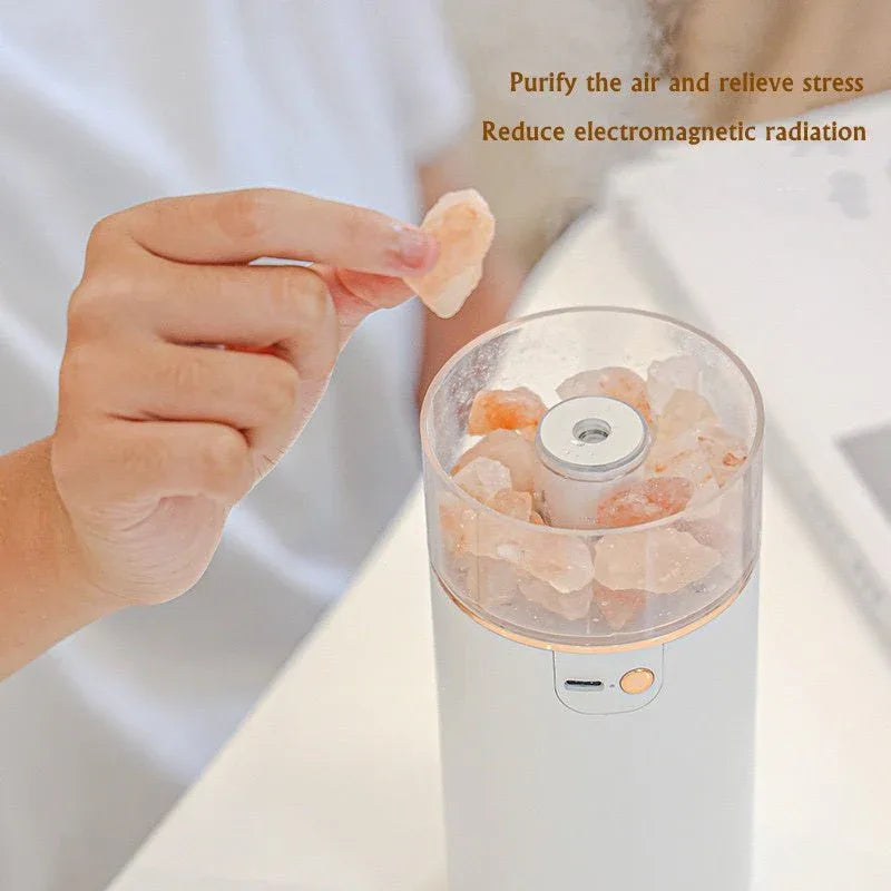 Lampe LED Humidificateur Diffuseur d'Huiles Essentielles Lampe de Sel de Cristal Chambre Maison