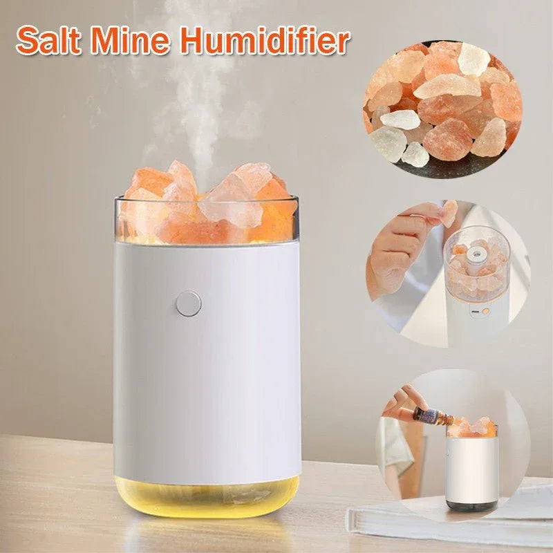 Lampe LED Humidificateur Diffuseur d'Huiles Essentielles Lampe de Sel de Cristal Chambre Maison