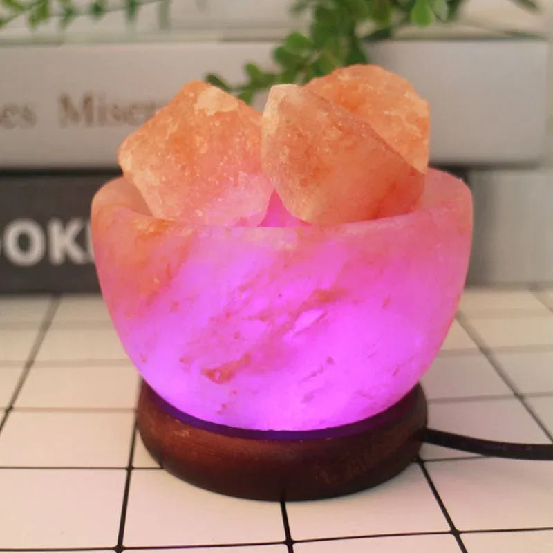 Lampe de sel de cristal LED multicolore à changement de couleur pour décoration