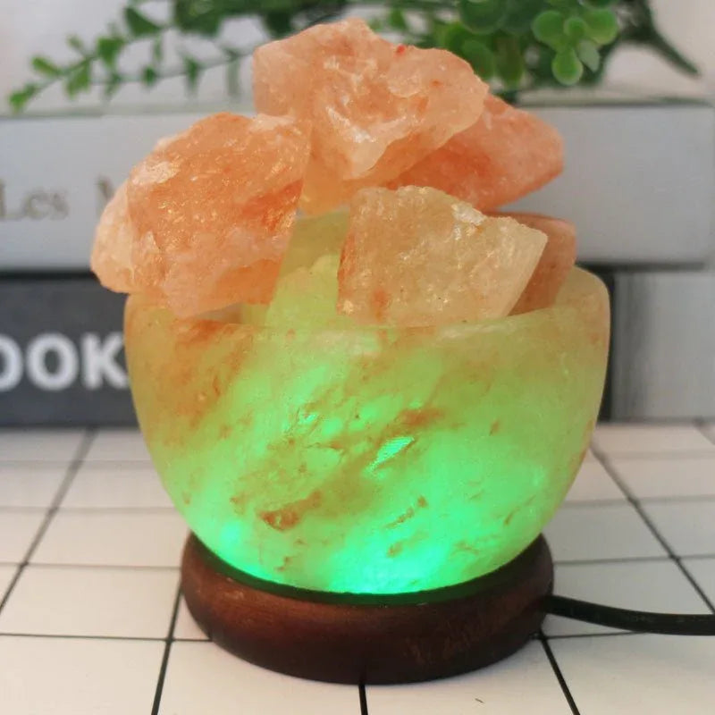 Lampe de sel de cristal LED multicolore à changement de couleur pour décoration